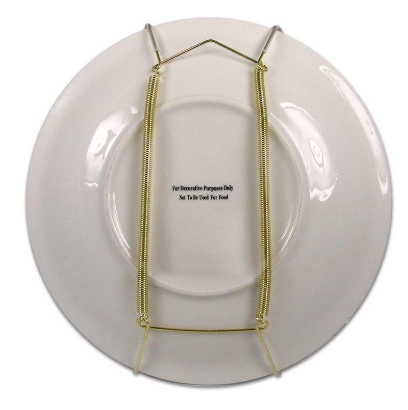 Creative Hobbies Deluxe Plate Display Hangers - Expandable Spring Style for 10-14 Inch Plates - Gold Wire with Hooks & Nails | Pack of 6 - Image 4